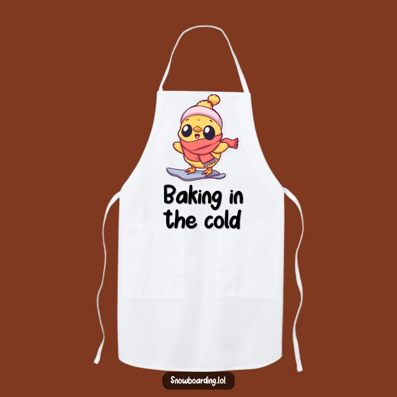 Funny Chick Apron, Enthusiastic Snowboarder Wear for Kitchen Winter Fun
