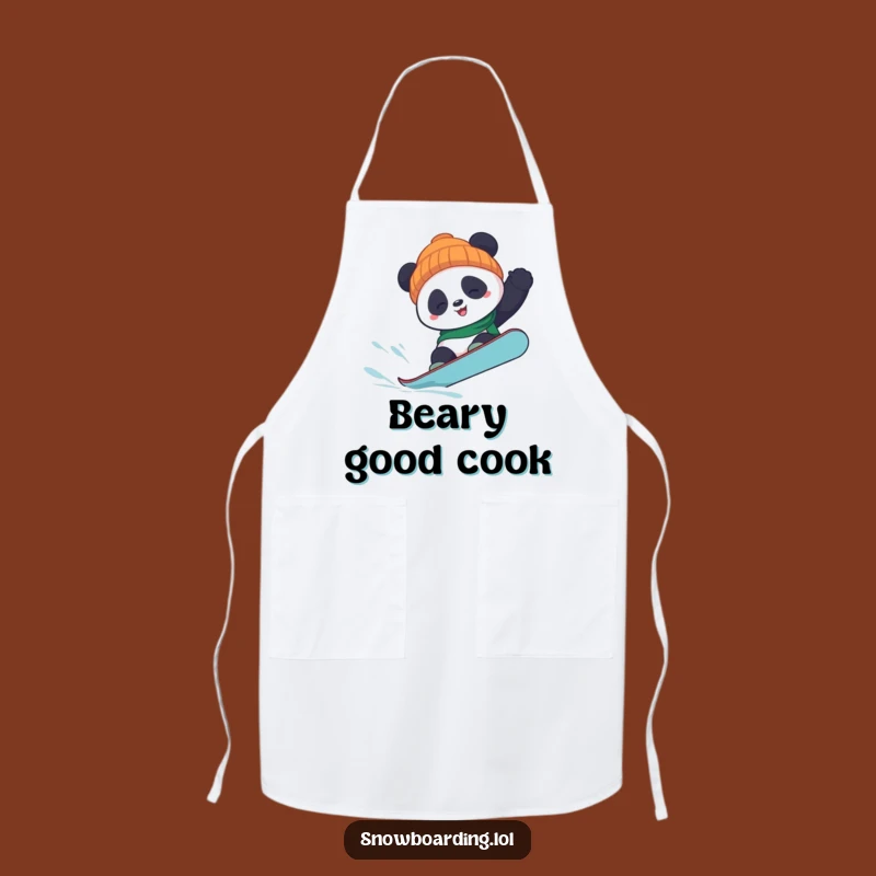 Funny Panda Snowboard Flip Apron - Hilarious Kitchen Wear for Culinary Adventurers