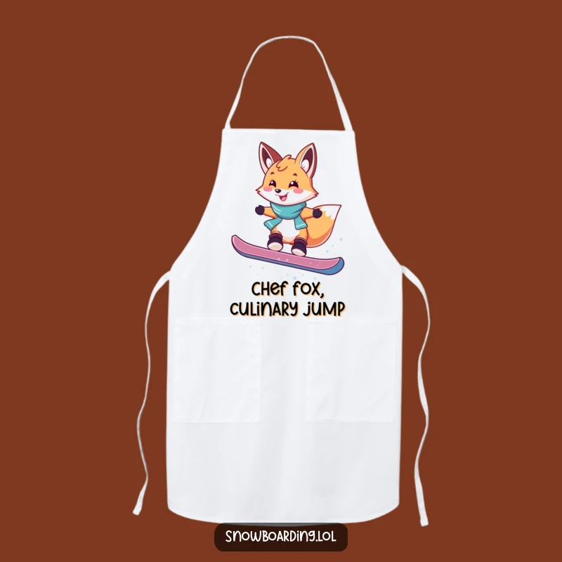Funny Fox Snowboarding Apron: Kitchen Fun with Playful Winter Spirit