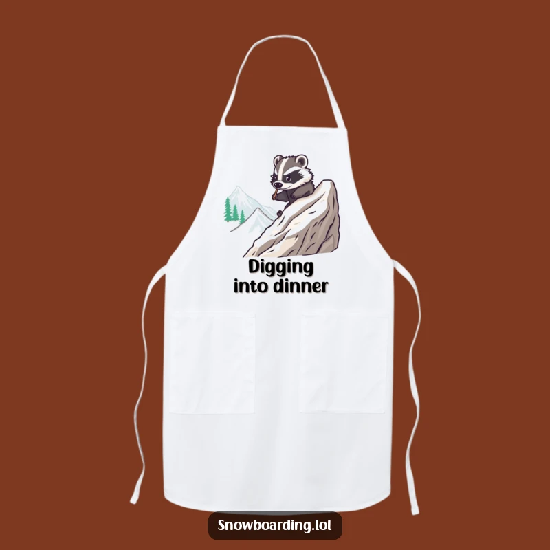 Funny Brave Badger Snowboard Apron: Cook with Skill & Hilarious Gift for Chefs!
