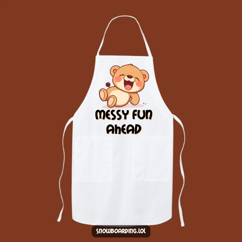 Funny Bear Cub Tumble Apron: Joyful Chef Art, Hilarious Playful Kitchen Gift