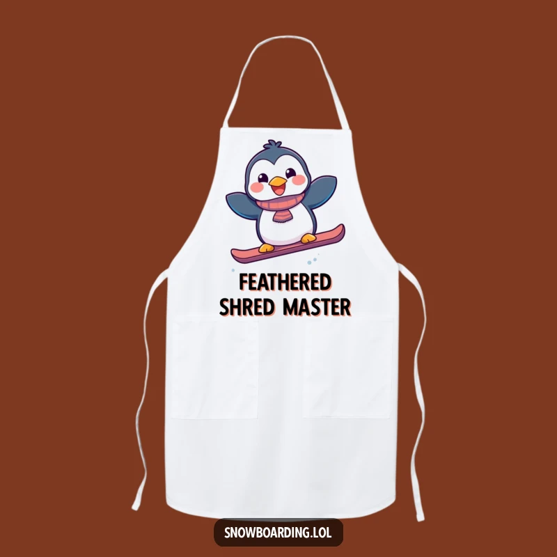 Funny Joyful Penguin Snowboard Apron - Kitchen Fun for Winter Lovers