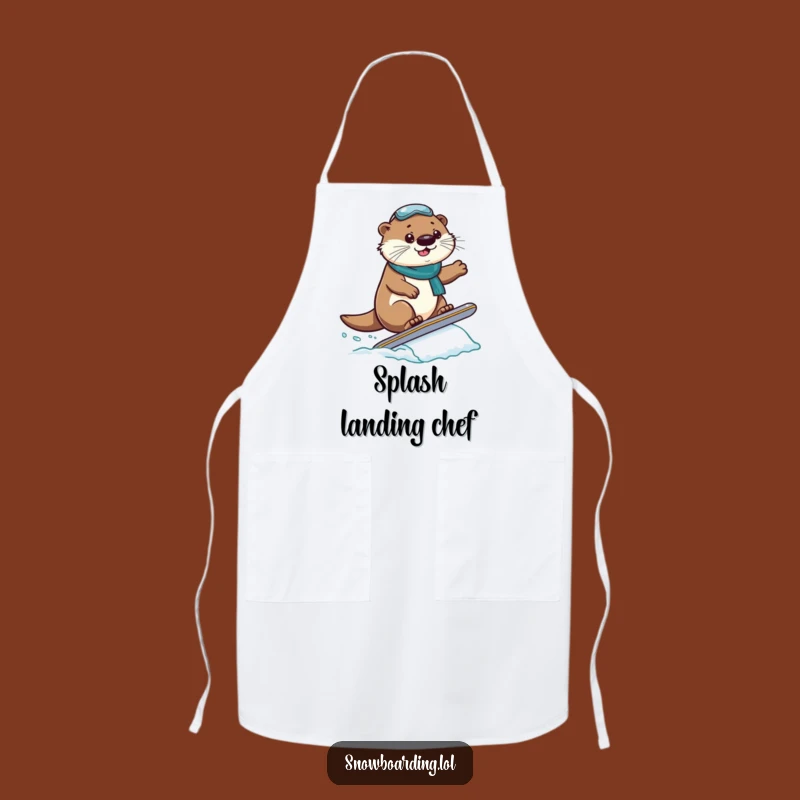 Funny Otter Snowboarder Apron: Sticking the Landing Chef, Hilarious Funny Gift!