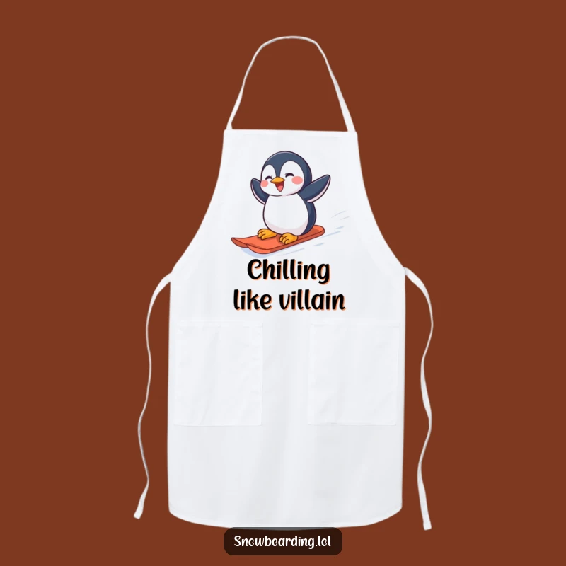 Funny Penguin Snowboarder Apron: Joyful Kitchen Fun for a Perfect Gift