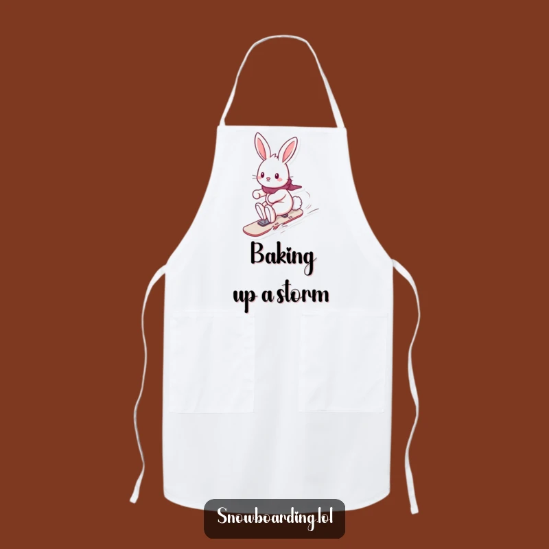Funny Playful Bunny Snowboard Apron: Cook with Fun & Hilarious Gift!