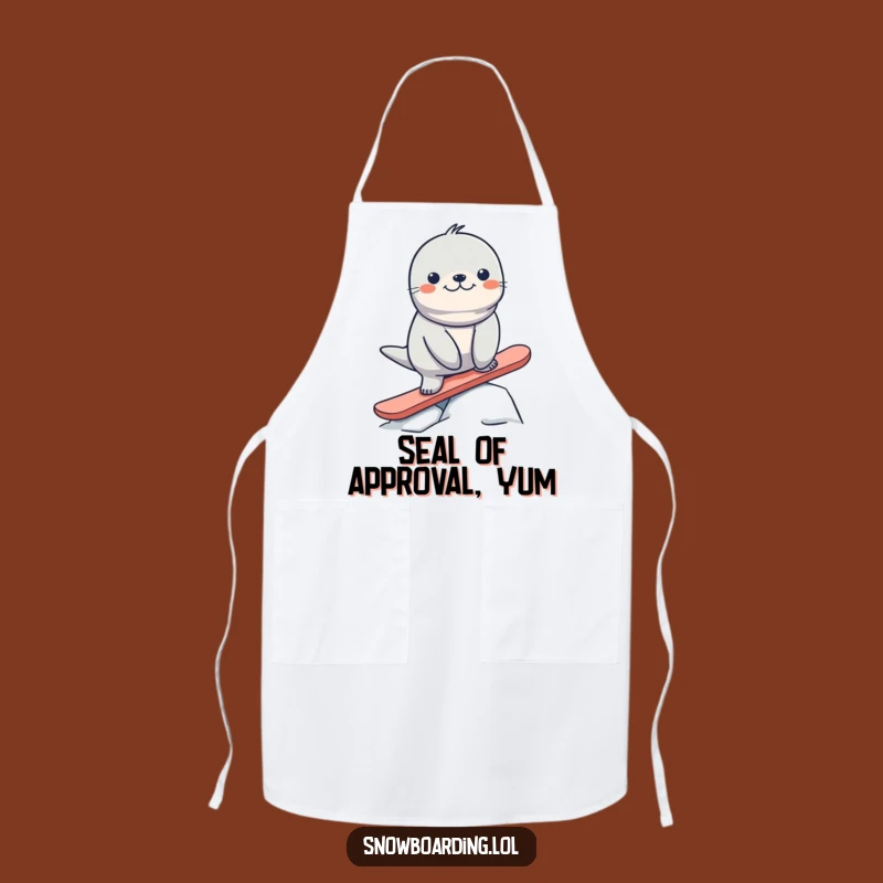 Funny Seal Snowboard Apron: Hilarious Arctic Chef Gift for Kitchen Adventures