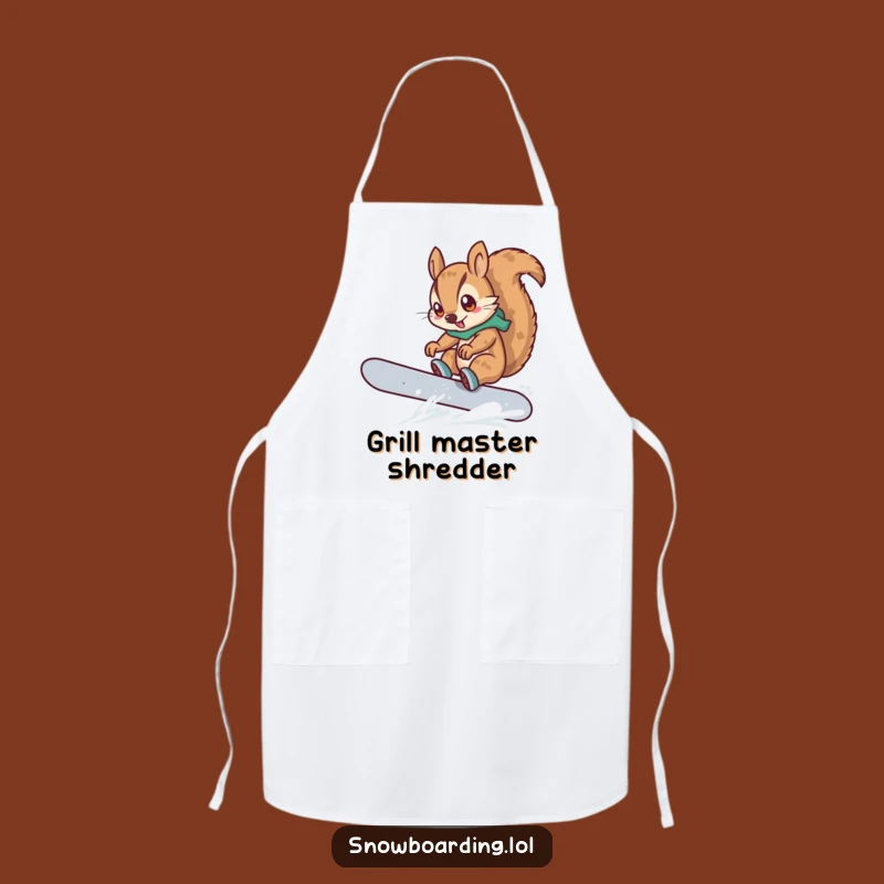 Funny Squirrel Snowboarder Apron: Kitchen Shredder, Hilarious Winter Gift