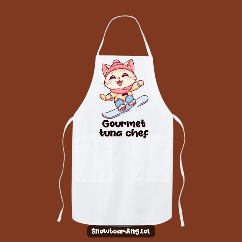 Funny Cat Chef Apron: Winter Kitchen Wear for Snowboard Fans Gift