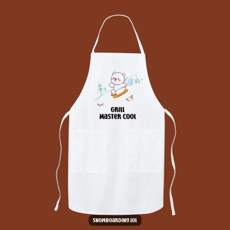 Funny Bear Snowboarding Apron: Cook Up Some Winter Fun