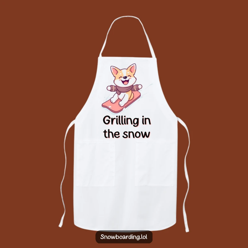 Funny Snowboarding Dog Apron: Cook with Winter Fun