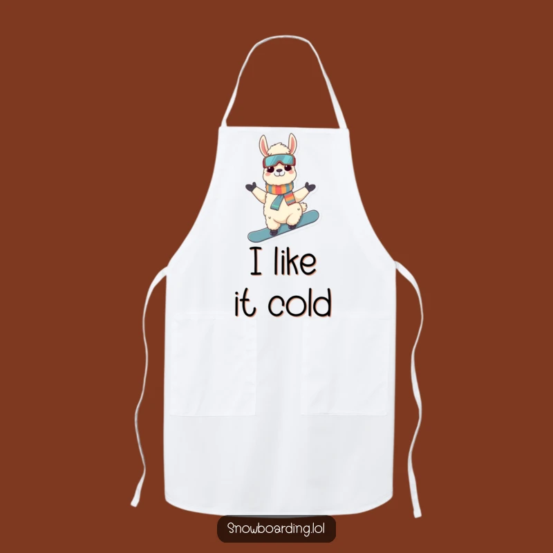 Funny Llama Snowboarder Apron: Cook Up Laughs with Cool Alpaca Kitchen Style