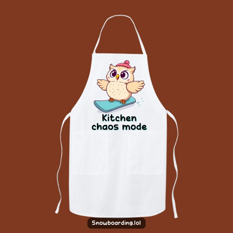 Funny Startled Owl Snowboard Apron: Cook with Laughs & Hilarious Gift for Chefs!