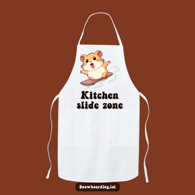 Funny Hamster Snowboard Apron: Comical Chef's Wear for Winter Kitchen Fun
