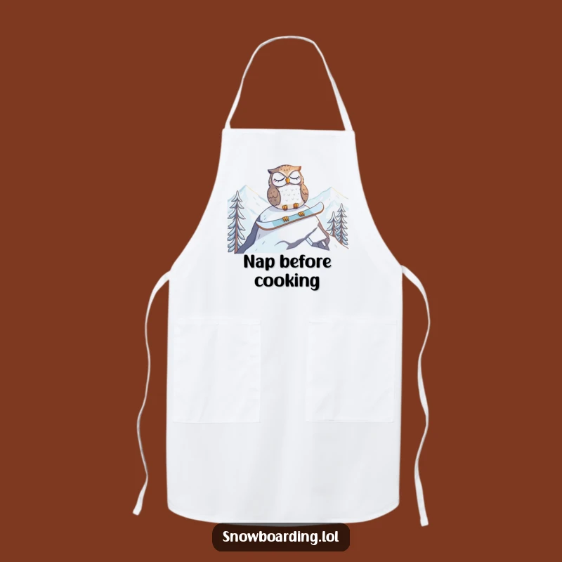 Funny Tired Owl Snowboard Apron: Cook Up Some Relaxing Fun