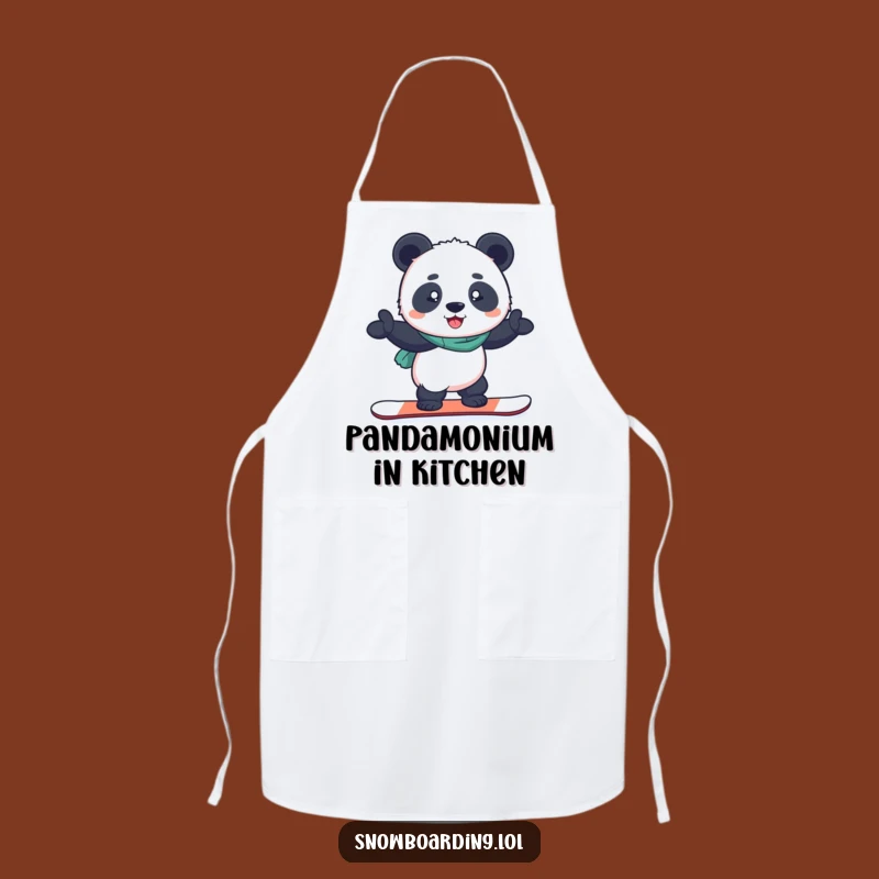 Funny Snowboard Panda Apron: Cook with Focus and Winter Pride