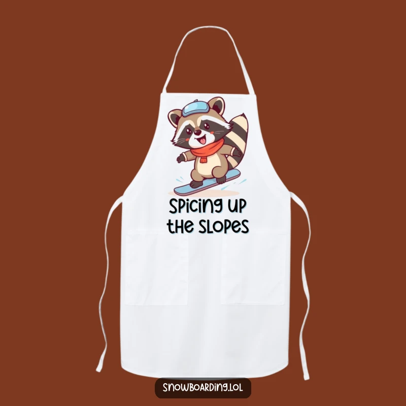 Funny Raccoon Snowboard Apron - Cook Up Laughs with Winter Kitchen Fun