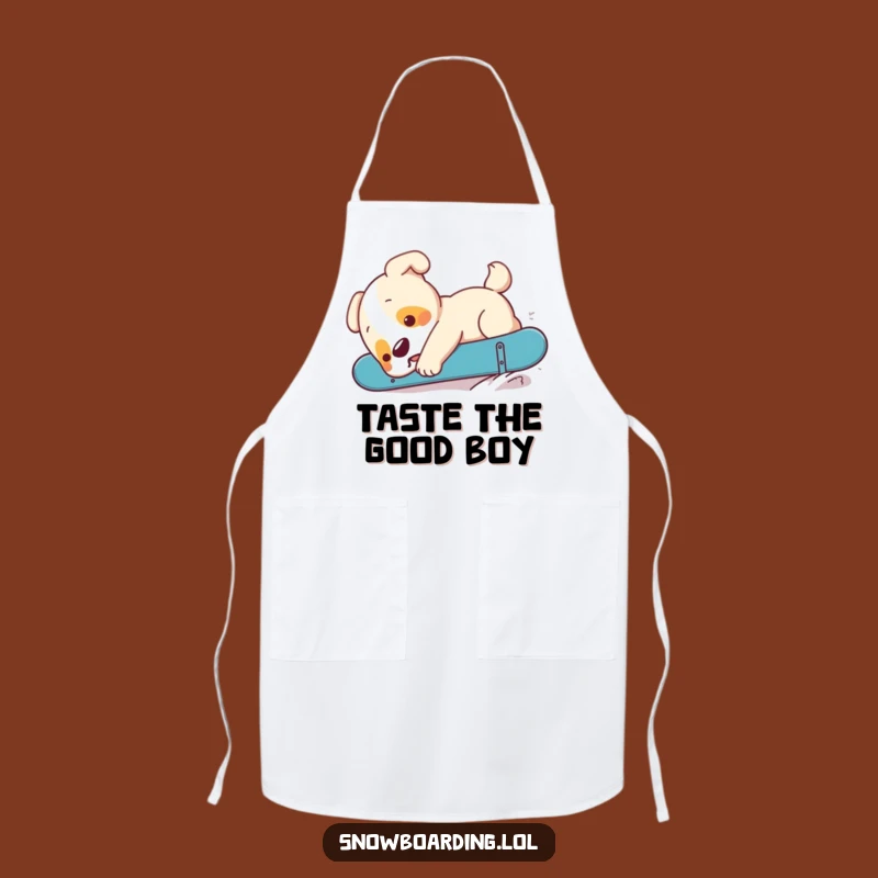 Funny Puppy Snowboard Apron: Hilarious Dog Fail for Kitchen Fun