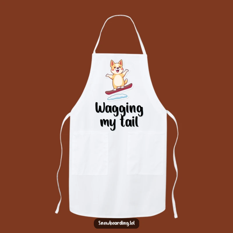 Funny Dancing Dog Snowboard Apron: Cook Up Some Winter Fun
