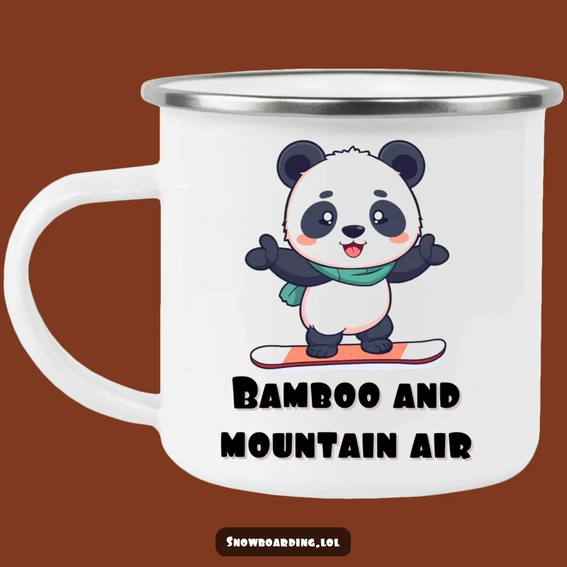 Funny Snowboard Panda Camping Mug: Sip with Determined Winter Vibes