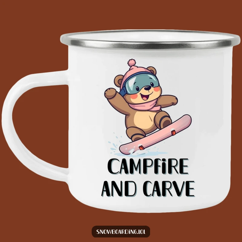 Funny Bear Snowboarder Camping Mug: Adventure Gift for Grinning Outdoorsmen