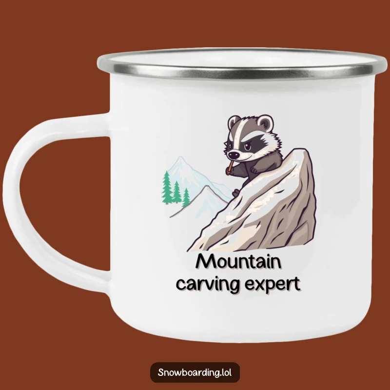 Funny Brave Badger Snowboard Camping Mug: Enjoy Drinks with this Hilarious Gift!