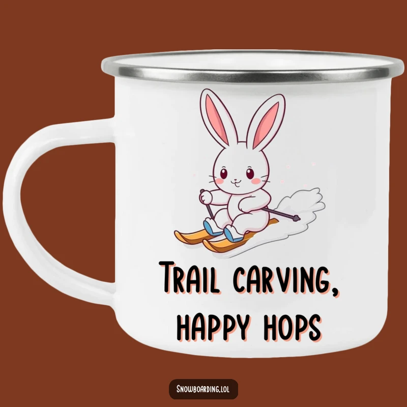 Funny Bunny Snowboarding Camping Mug: Cheerful Carves for Outdoor Fun