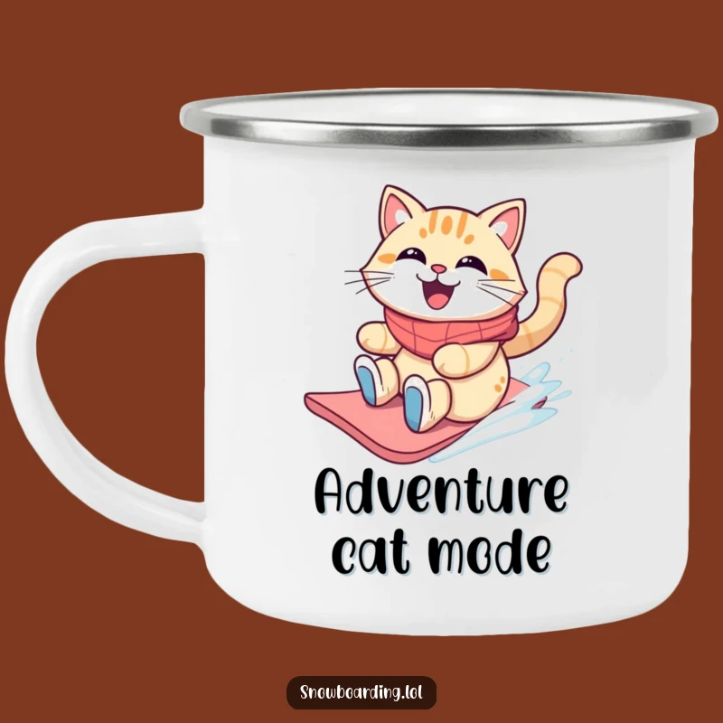 Funny Cat Snowboarder Camping Mug: Wild Adventures for a Perfect Gift