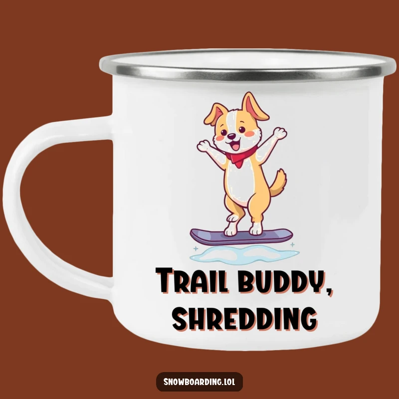 Funny Dancing Dog Snowboard Camping Mug: Enjoy Hot Drinks with this Hilarious Gift!