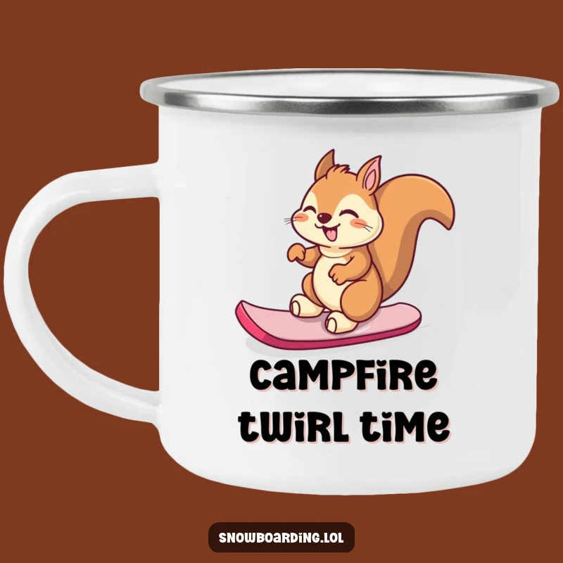 Funny Giggling Squirrel Snowboard Camping Mug - Sip and Spin!