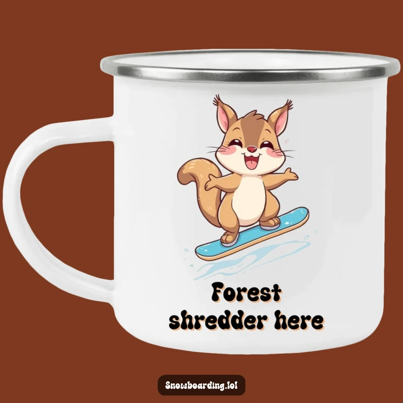 Funny Giggling Squirrel Snowboarder Camping Mug: Sip Adventures with Rodent Fun