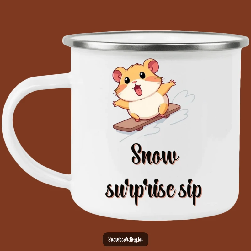 Funny Hamster Snowboard Camping Mug: Comical Sips for Winter Adventures