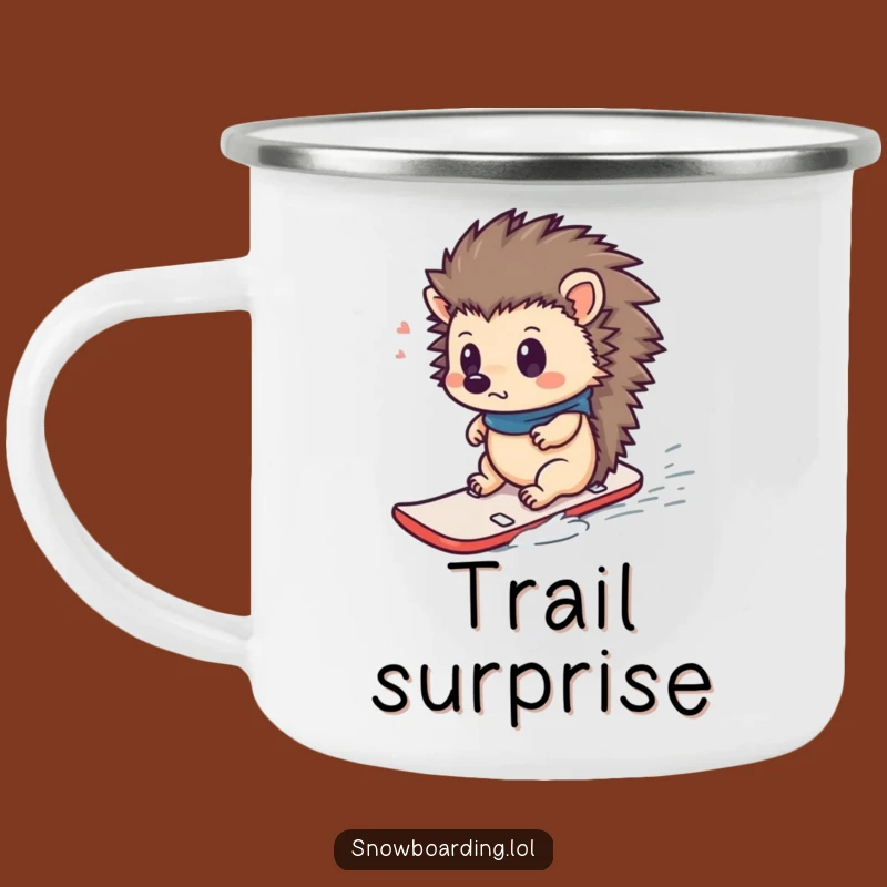 Funny Hedgehog Snowboard Camping Mug: Surprised Rider Adventure - Great Funny Gift!