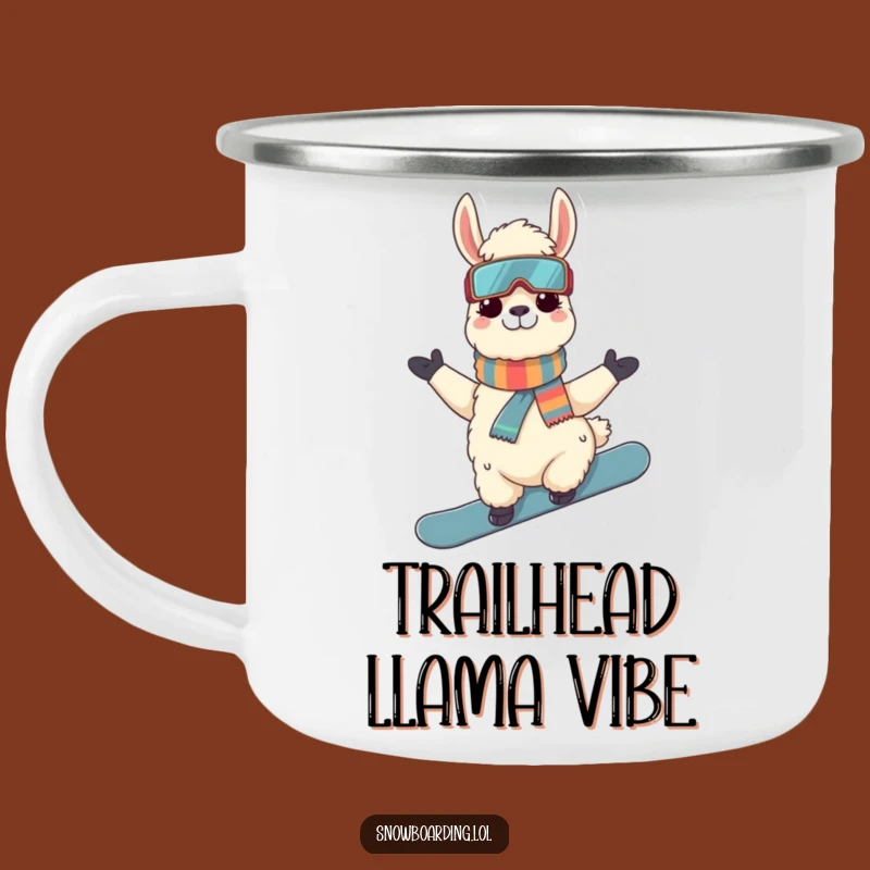 Funny Llama Snowboarder Camping Mug: Sip Your Coffee with Cool Alpaca Style
