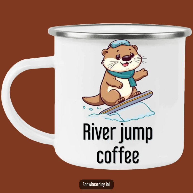 Funny Otter Snowboarder Camping Mug: Proud Jumper's Brew, Best Funny Gift!