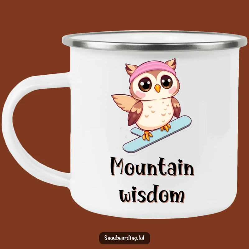 Funny Owl Snowboard Camping Mug: Beaming Rider Adventure - Great Funny Gift!