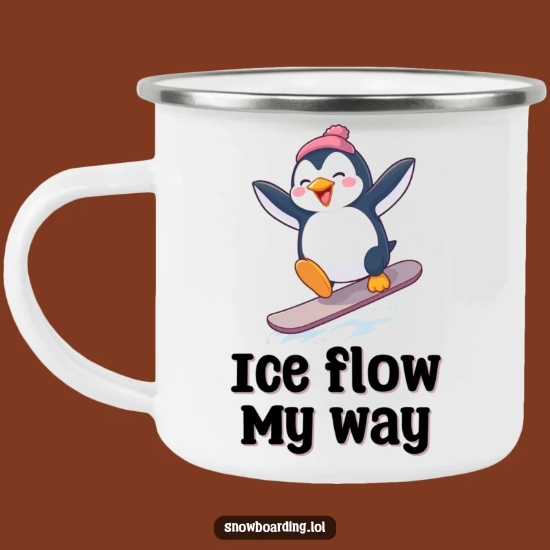 Funny Penguin Snowboard Camping Mug: Adventure Fuel for Laughing Outdoors