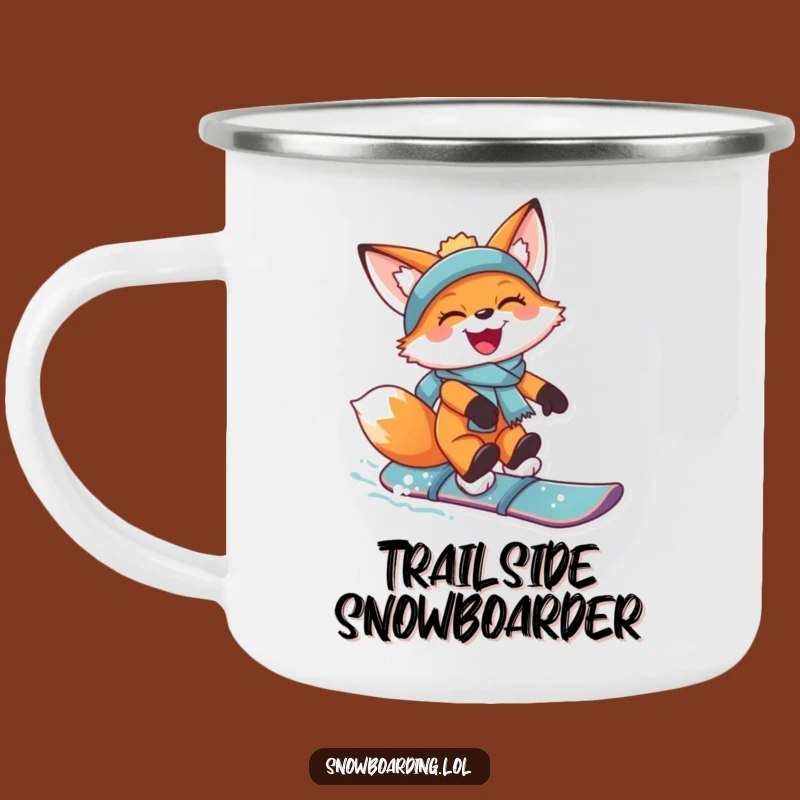 Funny Snowboard Fox Camping Mug: Joyful Sips for Outdoor Adventures