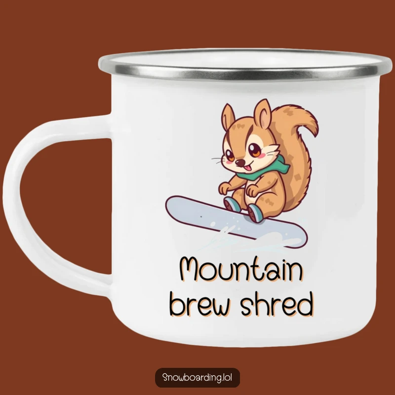 Funny Squirrel Snowboarder Camping Mug: Durable Adventure, Hilarious Outdoor Gift