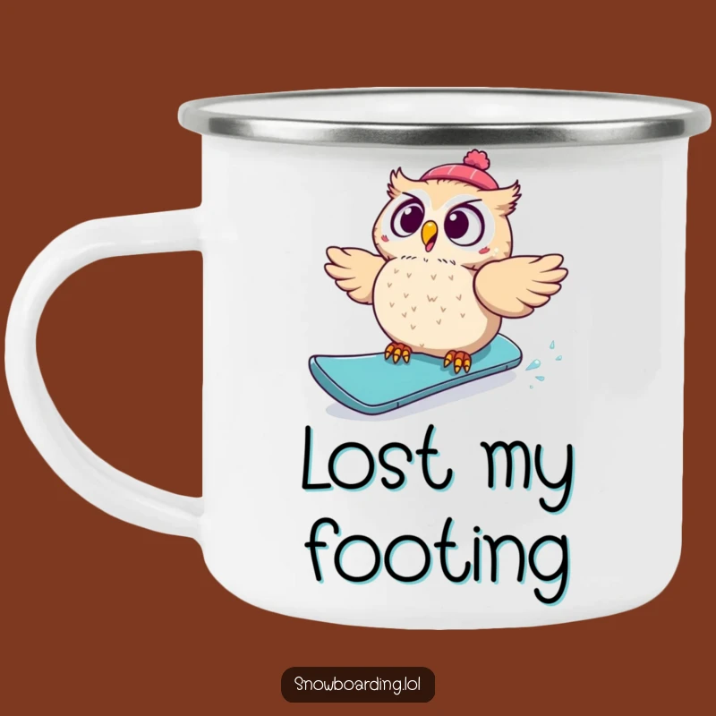 Funny Startled Owl Snowboard Camping Mug: Enjoy Hot Drinks with this Hilarious Gift!