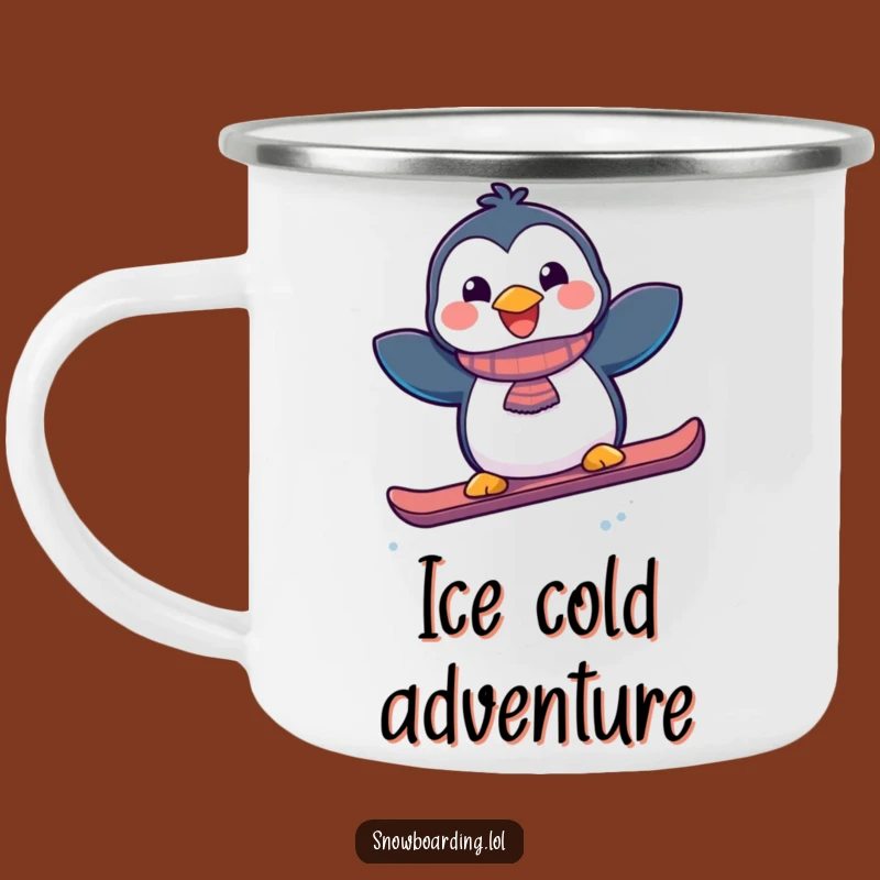 Funny Joyful Penguin Snowboard Camping Mug - Adventure Fuel