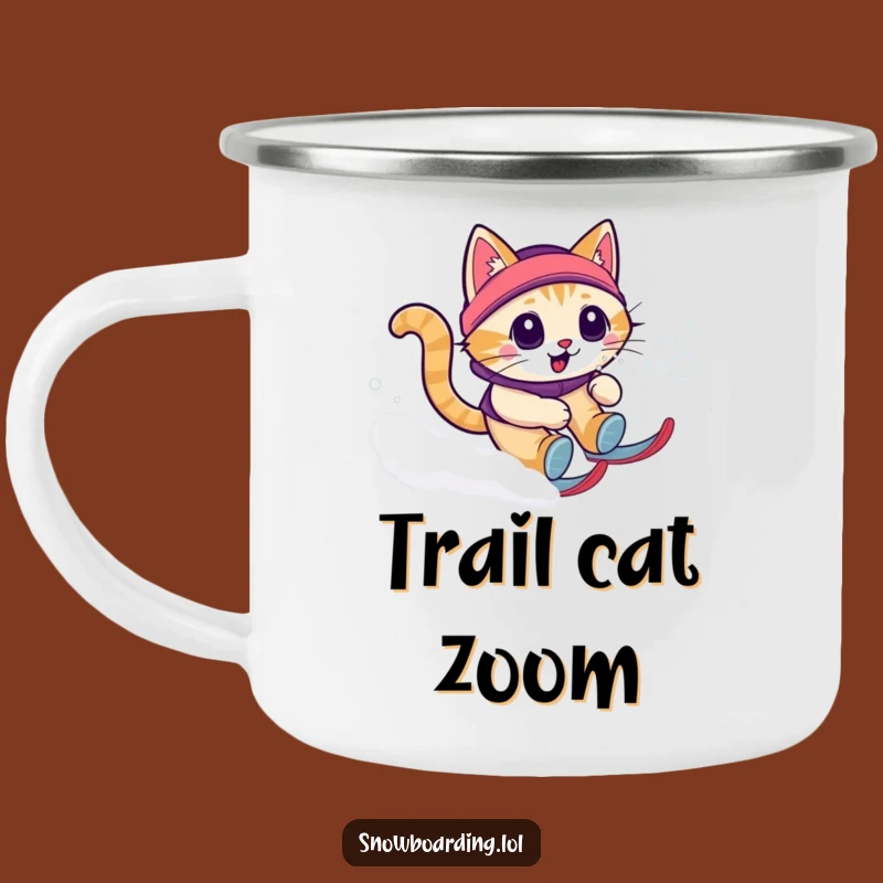 Funny Cat Snow Zoomie Camping Mug - Rugged & Hilarious Companion for Adventures