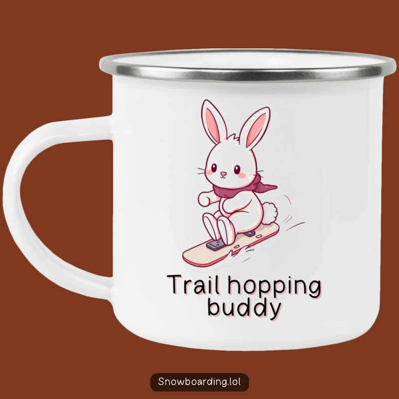 Funny Playful Bunny Snowboard Camping Mug: Enjoy Drinks with this Hilarious Gift!