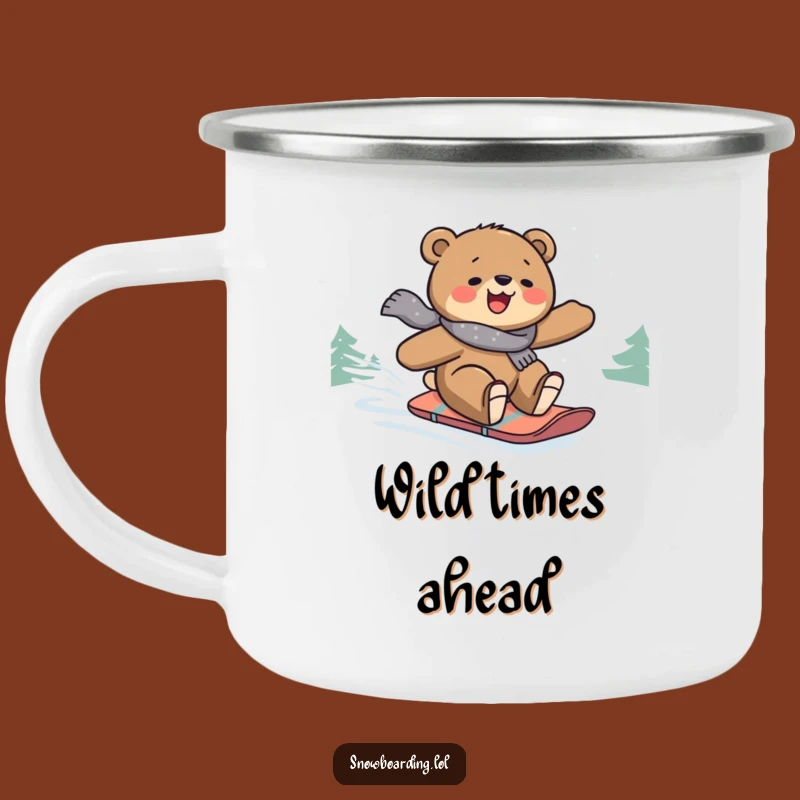 Funny Snowboard Bear Camping Mug: Sip Your Drink with Hilarious Winter Vibes