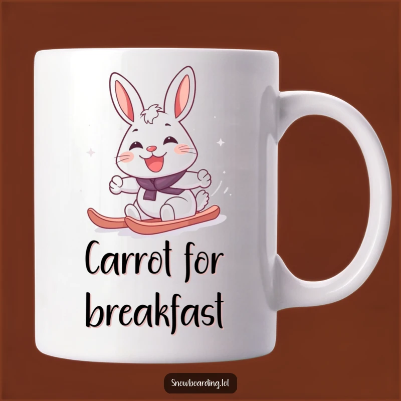Funny Cheerful Rabbit Snowboarder Mug: Hilarious Winter Joy Gift for Bunny Lovers