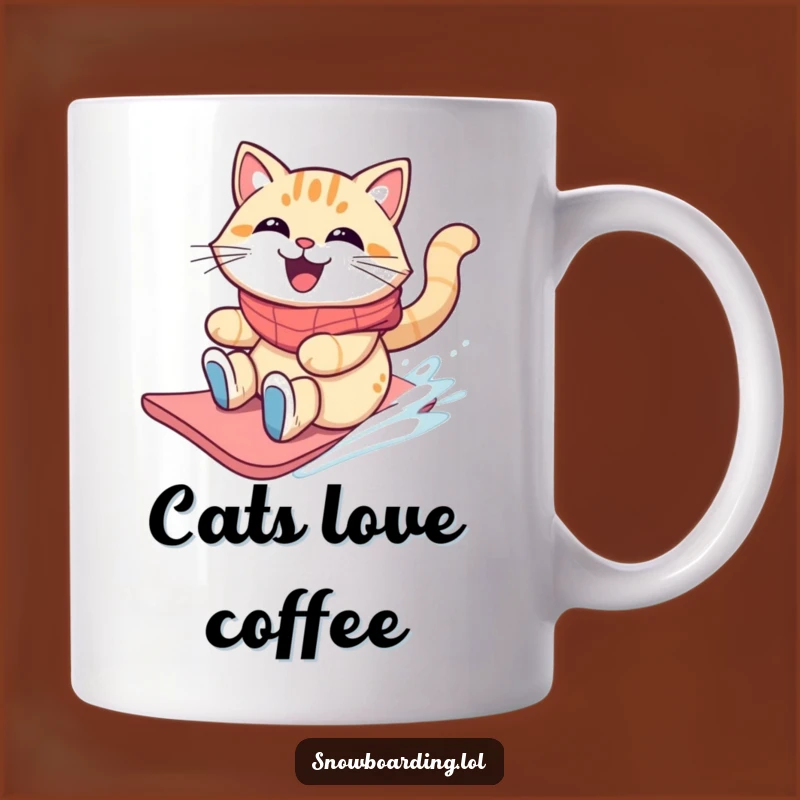 Funny Cat Snowboarder Mug: Wild Ride Humor for a Perfect Gift