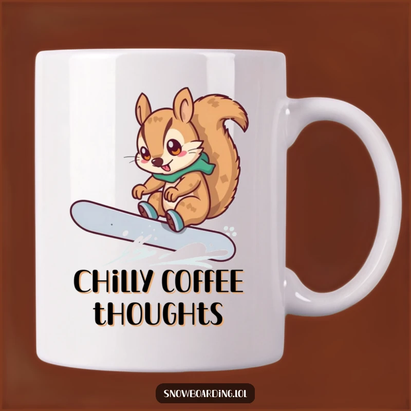 Funny Squirrel Snowboarder Mug: Determined Action Character, Perfect Extreme Gift