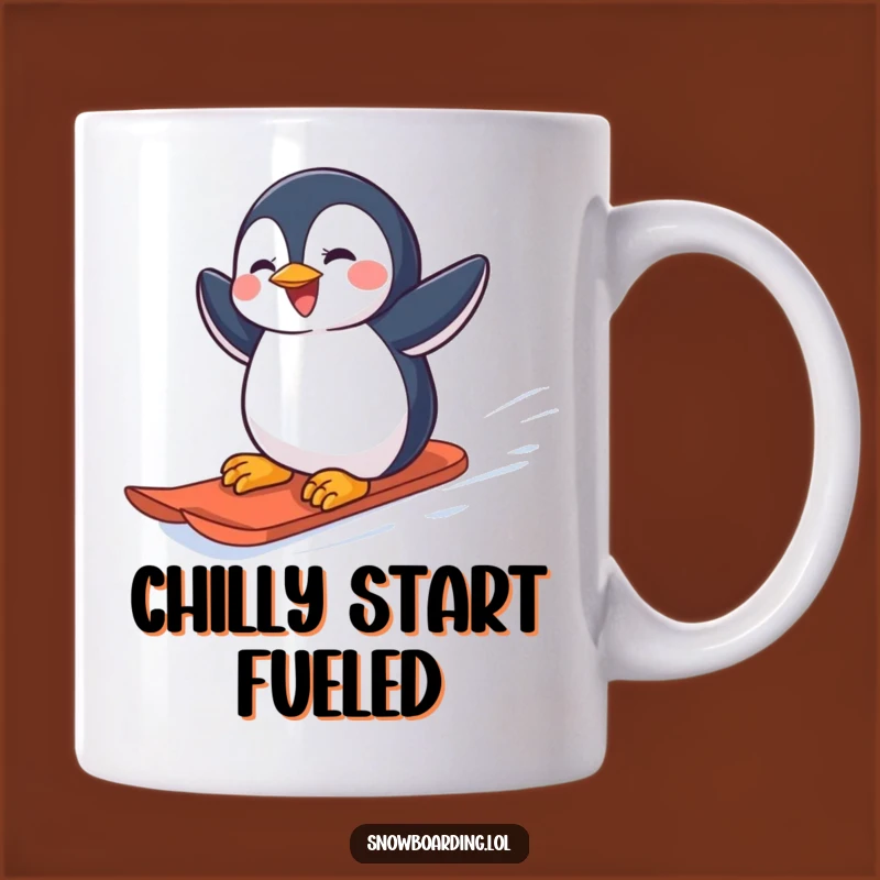 Funny Penguin Snowboarder Mug: Joyful Winter Fun for a Perfect Gift