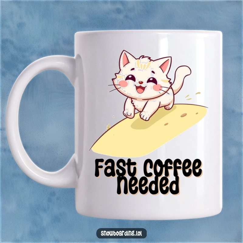 Funny smiling cat as a blur of fur speeding down a hill, capturing the chaotic energy of feline playtime.