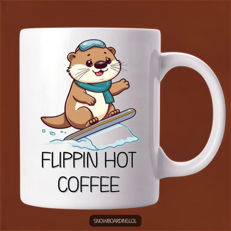 Funny Otter Snowboarder Mug: Proud Jump Landing, Perfect Funny Gift!