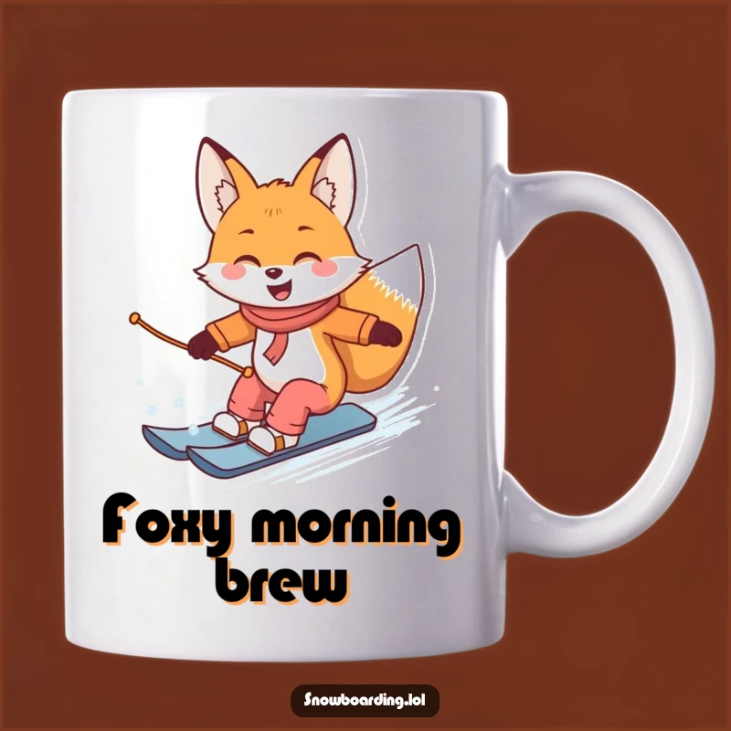 Funny Snowboard Fox Mug: Slick Winter Turns for Stylish Fun Lovers